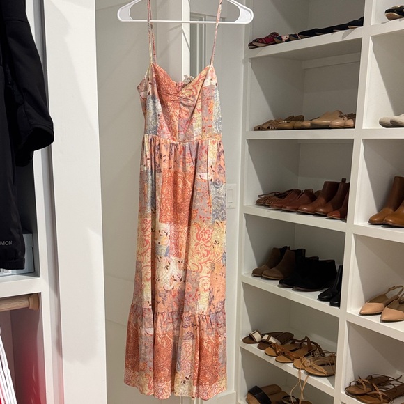 Dresses & Skirts - Spaghetti Strap Patchwork Midi Dress in Coral Mix